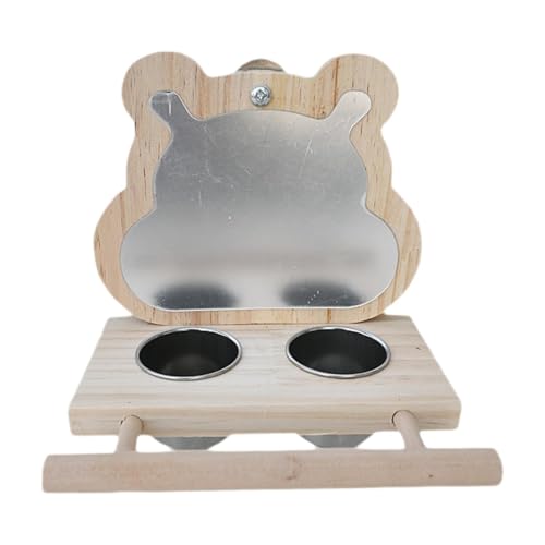 Sharplace Vogelspiegel-Spielzeug mit Sitzstange, Papageien-Spiegel-Futternäpfe für Wellensittiche, Unzertrennliche, Aras, Bär von Sharplace
