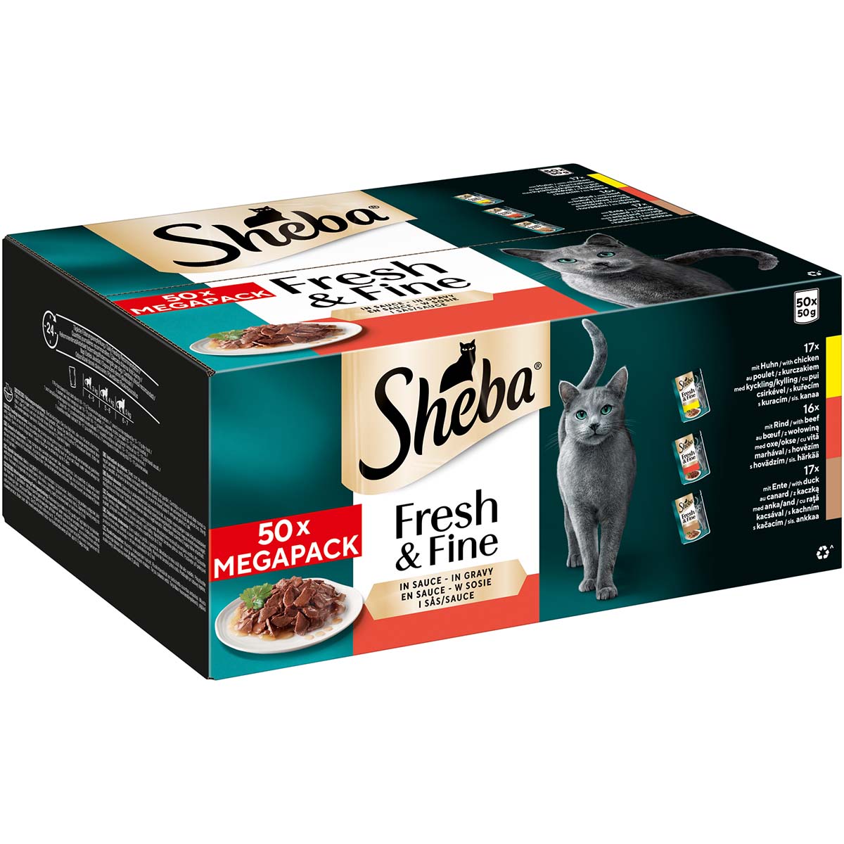 SHEBA® MP Pouch Huhn, Rind & Ente in Sauce 50x50g von Sheba