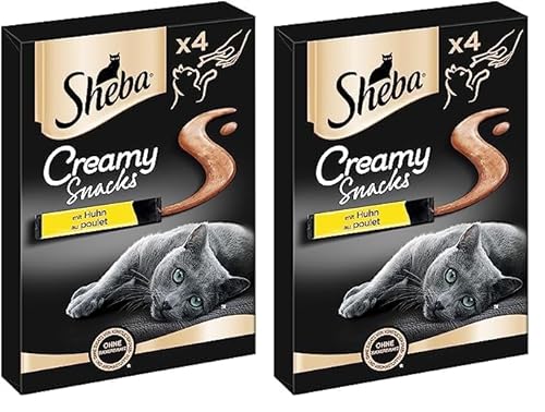 SHEBA Beutel Creamy Snacks für Katzen mit Huhn cremiger Snack in Portionsbeuteln 11 x 4 x 12g (Packung mit 2) von Sheba