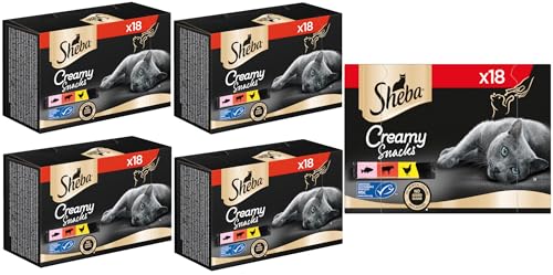 SHEBA Beutel Multipack Creamy Snacks 3 Varietäten MSC 5X 18 x 12g Katensnack Leckerlis von Sheba