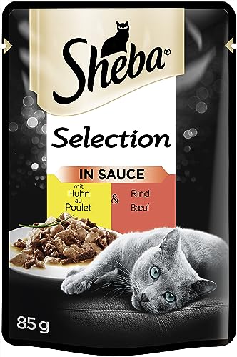 SHEBA Katzenfutter Nassfutter Selection in Sauce mit Huhn & Rind in Sauce, 1 Portionsbeutel (1 x 85g) von Sheba