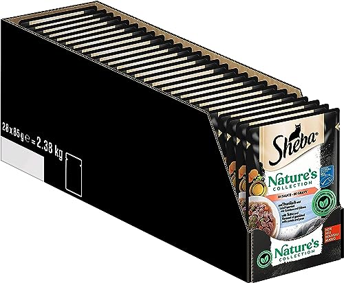 SHEBA Nature's Collection in Sauce - Hochwertiges Katzennassfutter mit Thunfisch (MSC) im Portionsbeutel - 28 x 85g von Sheba