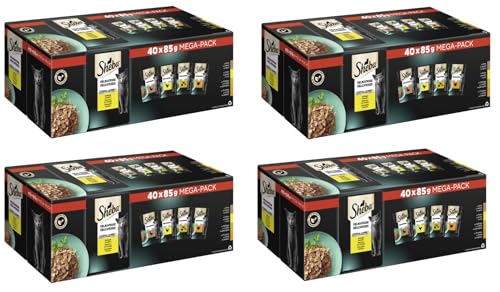 SHEBA Portionsbeutel Mega-Pack Multipack Delikatesse in Gelee Geflügel Variation (4X 3400g, Geflügel) von Sheba