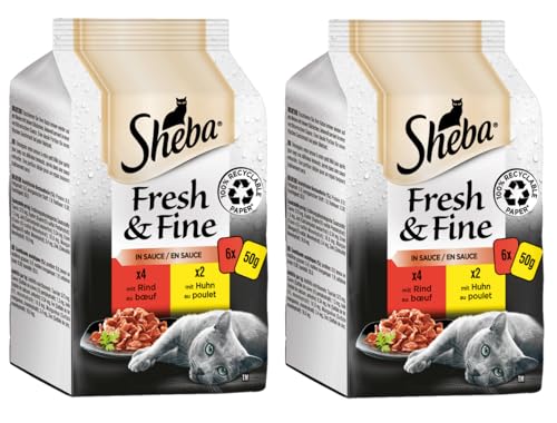 SHEBA Portionsbeutel Multipack Fresh & Fine in Sauce 2x6x50g (2x6x50g, Rind & Huhn) von Sheba