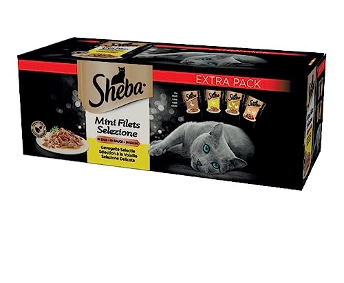 SHEBA Mini Filets – Frischebeutel in Sauce, Auswahl mit Geflügel für ausgewachsene Katzen – 40 x 85 g von Sheba