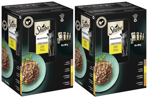 SHEBA Schale Multipack - Verschiedene Geschmacksrichtungen (2x12x85g, Delikatesse in Gelee Geflügel Variation) von Sheba