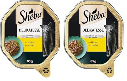 SHEBA Schale Nassfutter für Katzen Delikatesse in Gelee mit Huhn 2 x 11 x 85g (Packung mit 2) von Sheba