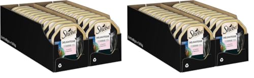 SHEBA Schale Nassfutter für Katzen Delikatesse in Gelee mit Lachs 2 x 11 x 85g (Packung mit 2) von Sheba