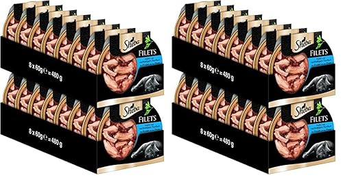 SHEBA Schale Nassfutter für Katzen Filets Huhn mit nachhaltigem Thunfisch 16 x 60g (Packung mit 2) von Sheba