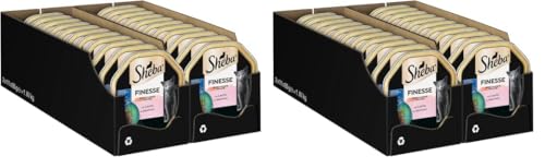 SHEBA Schale Nassfutter für Katzen Finesse Feine Pastete mit Lachs MSC-Zertifiziert 22 x 85g (Packung mit 2) von Sheba