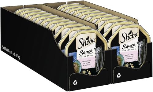 SHEBA Schale Nassfutter für Katzen Sauce Collection Sauce Lover mit Lachs MSC-zertifiziert 2 x 11 x 85g von Sheba