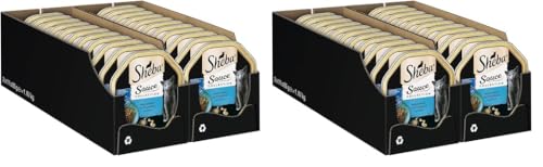 SHEBA Schale Nassfutter für Katzen Sauce Collection Sauce Lover mit Thunfisch MSC-Zertifiziert 2 x 11 x 85g (Packung mit 2) von Sheba