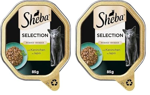 SHEBA Schale Nassfutter für Katzen Selection in Sauce mit Kaninchenhäppchen 2 x 11 x 85g (Packung mit 2) von Sheba