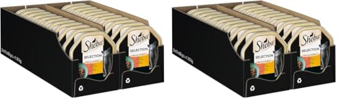 SHEBA Schale Nassfutter für Katzen Selection in Sauce mit Rind und Truthahn 2 x 11 x 85g (Packung mit 2) von Sheba