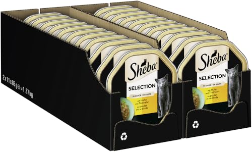 SHEBA Schale Nassfutter für Katzen Selection in Sauce mit Huhn und Truthahn 2 x 11 x 85g von Sheba