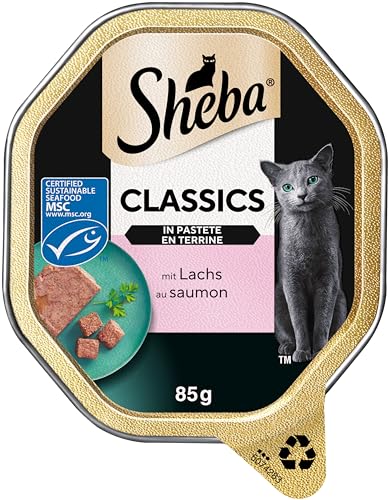 SHEBA Schale Nassfutter für Katzen Classics in Pastete mit Lachs 2 x 11 x 85g von Sheba