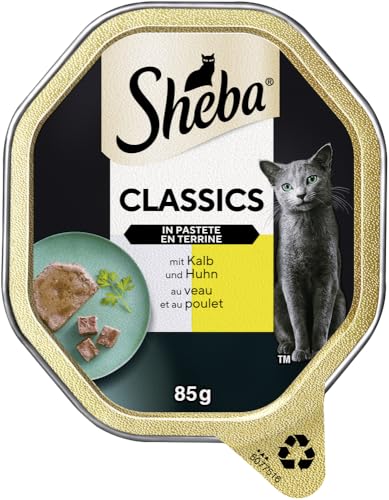 SHEBA Schale Nassfutter für Katzen Classics in Pastete mit Kalb und Huhn 2 x 11 x 85g von Sheba