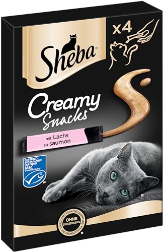 SHEBA Beutel Creamy Snacks für Katzen mit Lachs MSC-zertifiziert 11 x 4 x 12g von Sheba