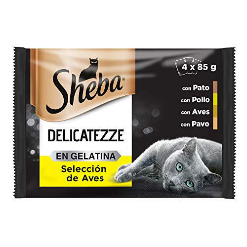 Sheba Delicatezze Nassfutter für Katzen, Vogelauswahl in Gelee, Fisch, Multipack (13 Boxen x 4 Beutel x 85 g) von Sheba