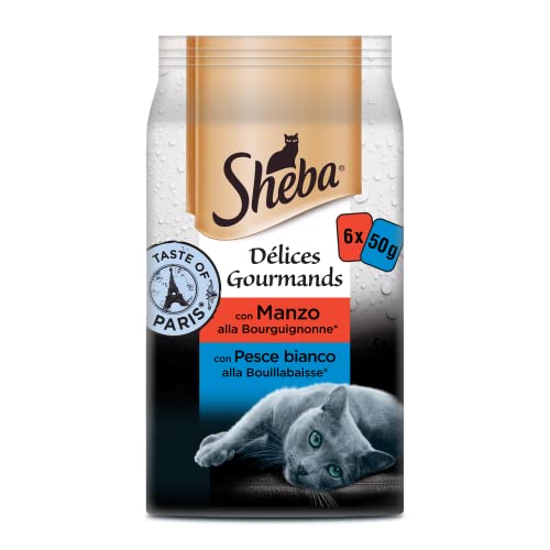 SHEBA Délices Gourmands Frischebeutel, 6 x 50 g, 12 Stück – Taste of Paris von Sheba