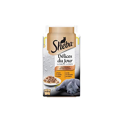 Sheba Délices du Jour Frischebeutel, 6 x 50 g, Auswahl an Geflügel, in Sauce, 12 Stück von Sheba