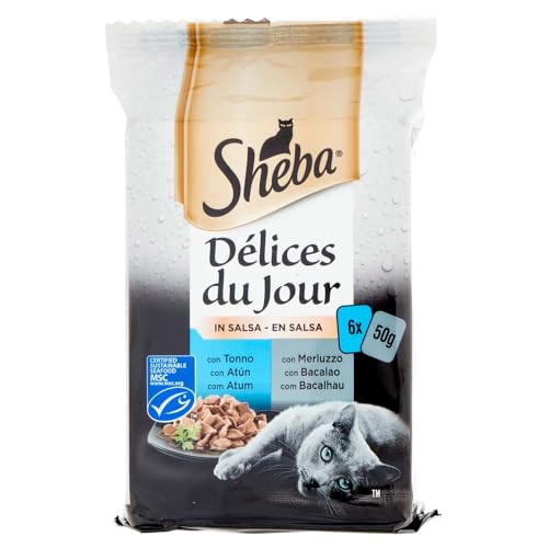 Sheba Délices du Jour Katzenfutter Nassfutter Fischgeschmack, Multipack (12 x 6 Beutel x 50 g) von Sheba