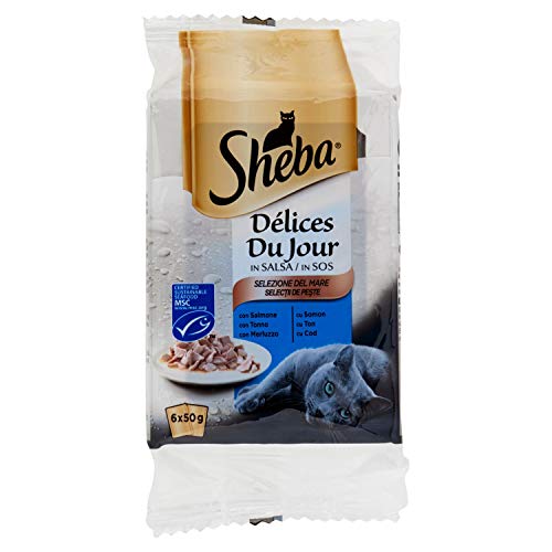 Sheba Délices du Jour Multipack Nassfutter für Katzen, Geschmack Fisch, 6 Beutel x 50 g von Sheba