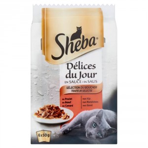 Sheba Délices du Jour Traiteur Selection in Sauce Katzen-Nassfutter (Beutel 50 g) 12 x 50 g von Sheba