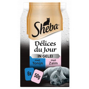 Sheba Délices du Jour mit Thunfisch/Lachs in Gelee Katzen-Nassfutter (Beutel 50 g) 1 Packung von Sheba