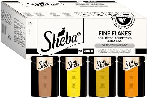 SHEBA Katzenfutter nass - 72x85g Portionsbeutel - Geflügel Variation in Gelee - Nassfutter für Katzen - 1 Großpackung von Sheba