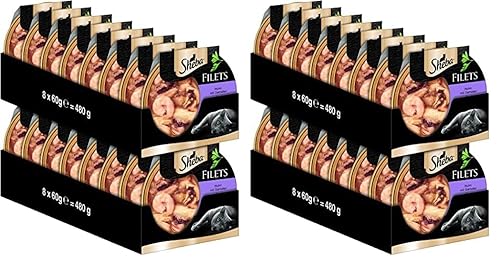 Sheba Filets - Feinstes Katzennassfutter in der Schale - Huhn mit Garnelen - (16 x 60g), 60 g (32er Pack) von Sheba