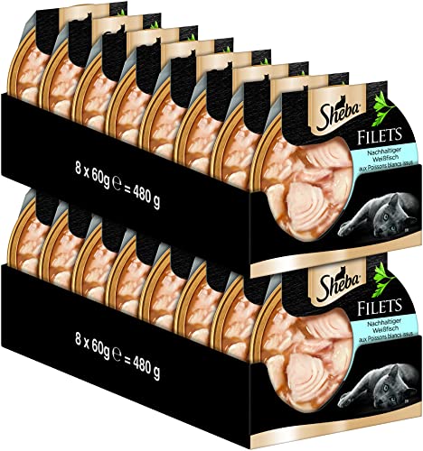 Sheba Filets - Feinstes Katzennassfutter in der Schale - mit nachhaltigem Weissfisch - 16 x 60g, (16er Pack) von Sheba