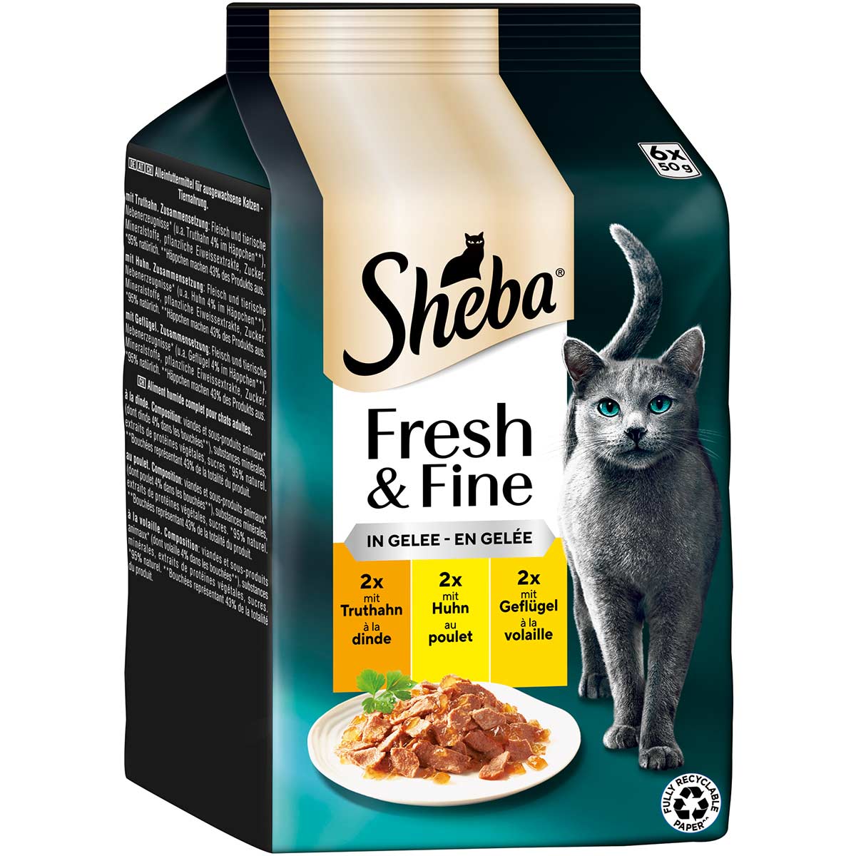 Sheba Fresh & Fine Gelee Truthahn, Huhn & Geflügel 6x50 g von Sheba