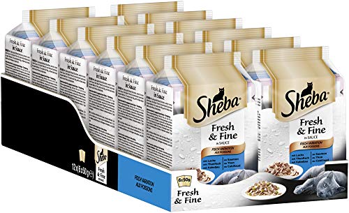 Sheba Fresh & Fine – Nassfutter für Katzen – Im extra kleinen Portionsbeutel - für mehr Variation und Frische, 12x(6x50g) von Sheba