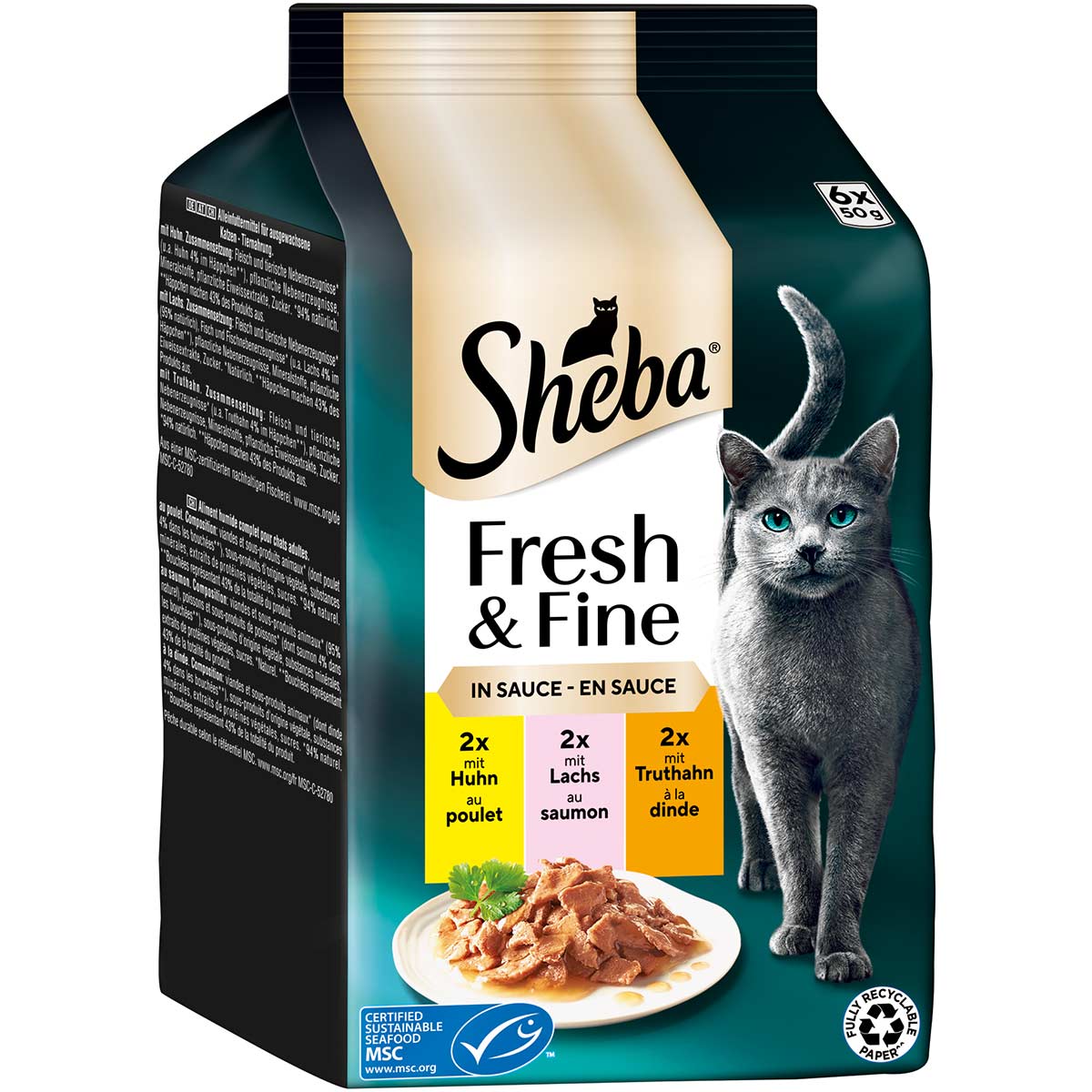 Sheba Fresh & Fine Sauce Huhn. Lachs & Truthahn 36x50 g von Sheba