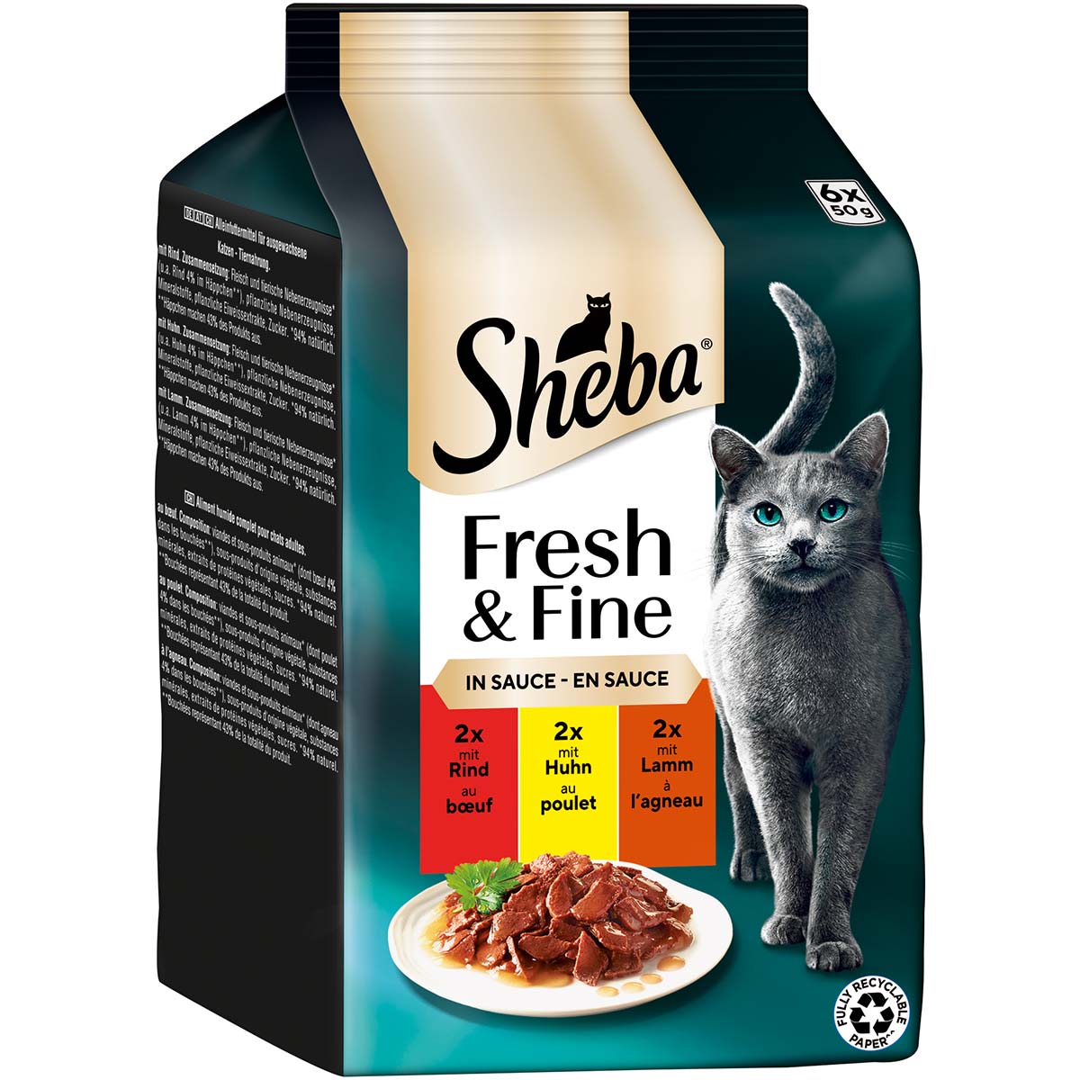 Sheba Fresh & Fine Sauce Rind, Huhn & Lamm 36x50 g von Sheba