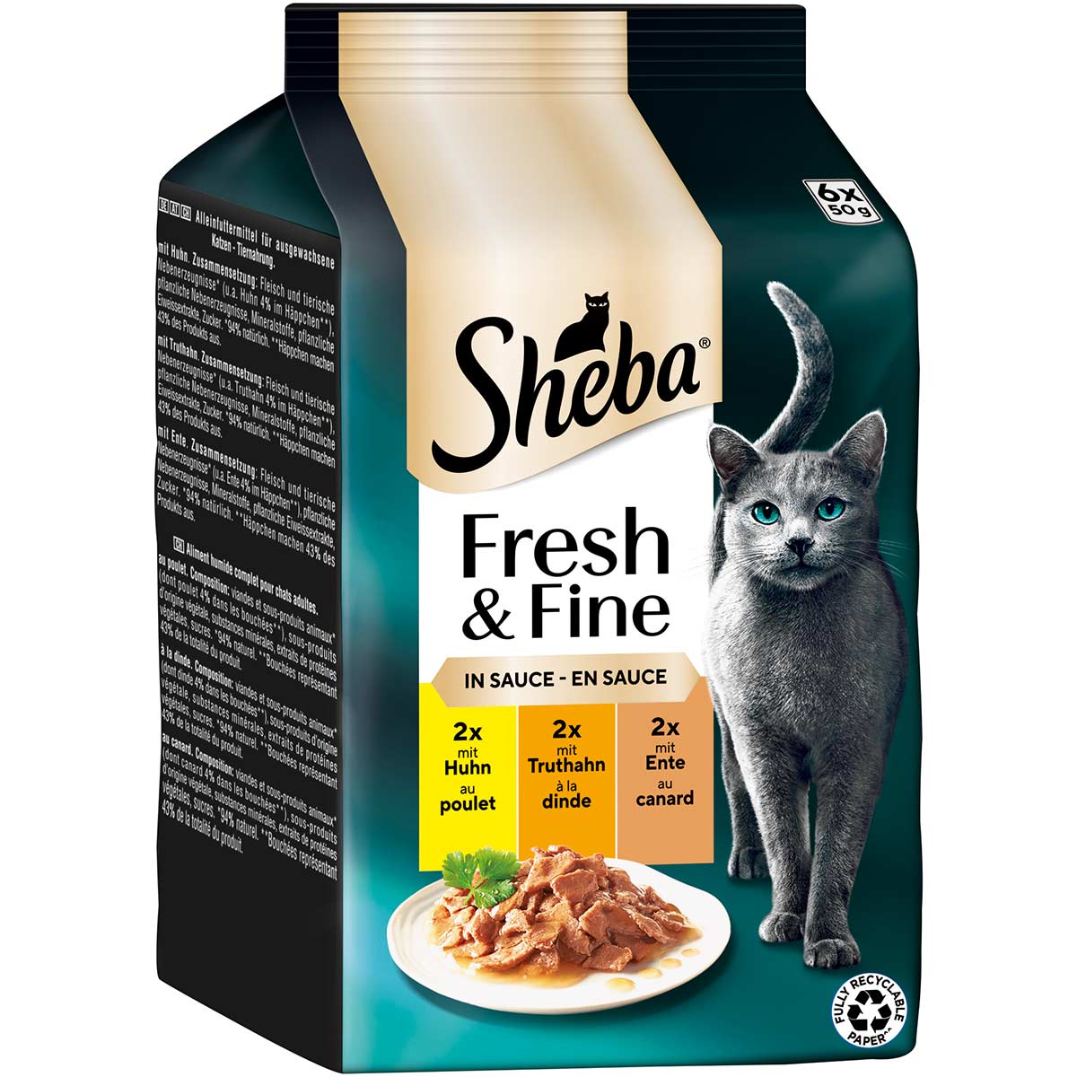 Sheba Fresh & Fine Sauce mit Huhn, Truthahn & Ente 36x50 g von Sheba