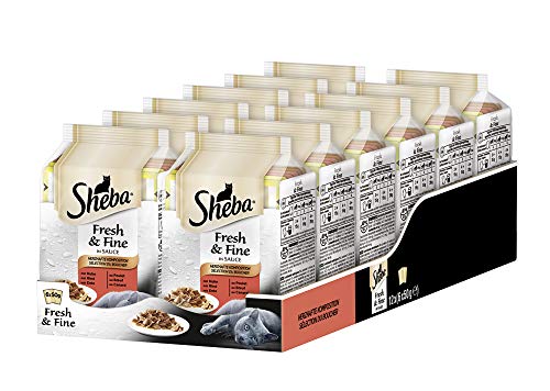 Sheba Fresh & Fine in Sauce – Hochwertiges Katzen Nassfutter – Herzhafte Komposition – Für die tägliche Abwechslung im extra kleinen Portionsbeutel – 72 x 50g von Sheba