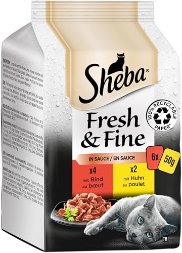 Sheba Fresh & Fine in Sauce - Hochwertiges Katzen Nassfutter - Rind und Huhn - Für die tägliche Abwechslung im extra kleinen Portionsbeutel - 36 x 50g Sheba Fresh & Fine in Sauce - Hochwertiges Katzen Nassfutter - Rind und Huhn - Für die tägliche Abwechslung im extra kleinen Portionsbeutel - 36 x 50g von Sheba