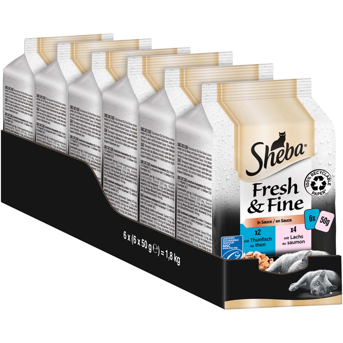 Sheba Fresh & Fine in Sauce mit Lachs & Thunfisch 36x50g von Sheba