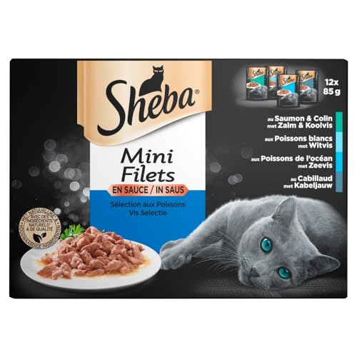 Sheba Katzenfutter Fischauswahl Mini-Filet in Sauce - 12 Beutel x 85 Gramm von Sheba