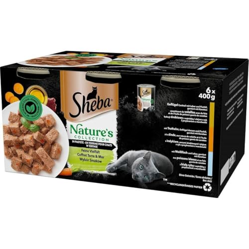 Sheba Katzenfutter Nassfutter Nature's Collection in Pastete Feine Vielfalt 6 Dosen (6 x 400g) von Sheba