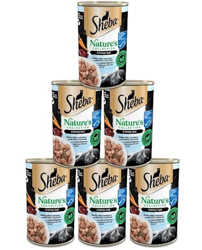 Sheba Katzenfutter Nassfutter Nature's Collection in Pastete mit Weißfisch garniert mit Süsskartoffel und grünen Bohnen Feine Vielfalt 6 Dosen (6 x 400g) von Sheba