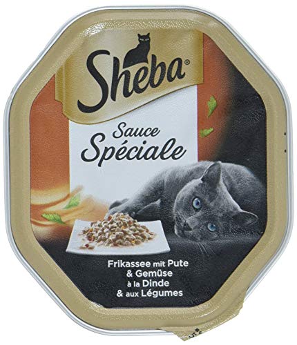 Sheba Katzenfutter Nassfutter Sauce Spéciale mit Frikassee mit Pute & Gemüse in Sauce, 1 x 85g Schale von Sheba