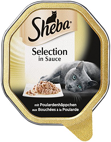 Sheba Katzenfutter Nassfutter Selection in Sauce mit Poulardenhäppchen, 1 x 85g Schale von Sheba