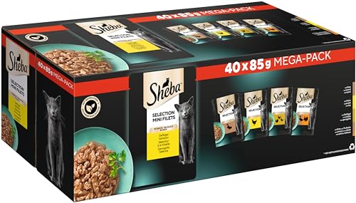 SHEBA Adult Katzenfutter nass - 40x85g Portionsbeutel - Geflügel Variation in Sauce - Nassfutter für Katzen - 1 Großpackung von Sheba