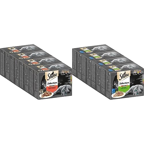 Sheba Katzennassfutter Selection in Sauce, 48 Portionsbeutel, 12x85g (4er Pack) & Selection in Sauce Katzennassfutter von Sheba