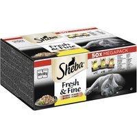 Sheba Mega Pack Fresh & Fine in Sauce mit Huhn, mit Geflügel, mit Truthahn 50 x 50g von Sheba