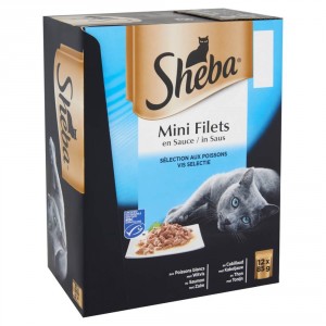 Sheba Mini Filets Fisch Selection in Sauce Katzen-Nassfutter (Beutel 85 g) 12 x 85 g von Sheba