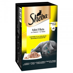 Sheba Mini Filets Geflügel Selection in Sauce Katzen-Nassfutter (Schale 85 g) 1 Karton (8 Stück) von Sheba